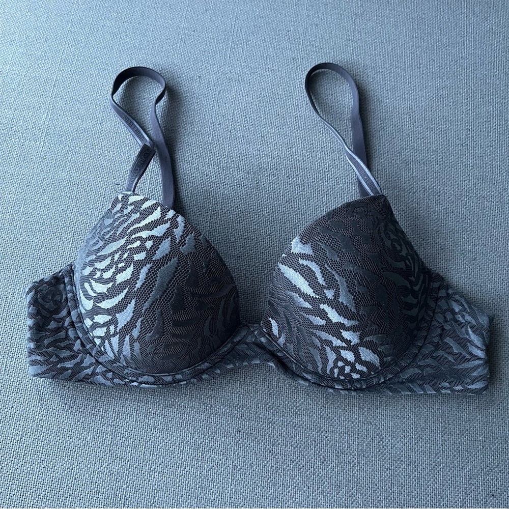 CALVIN KLEIN Powder Pink Satin Zebra Print Bra